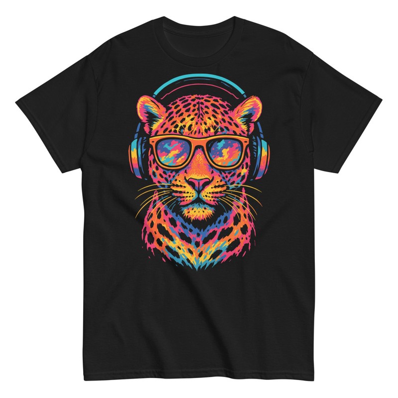 T-shirts: Cooler Leopard mit Kopfhörern