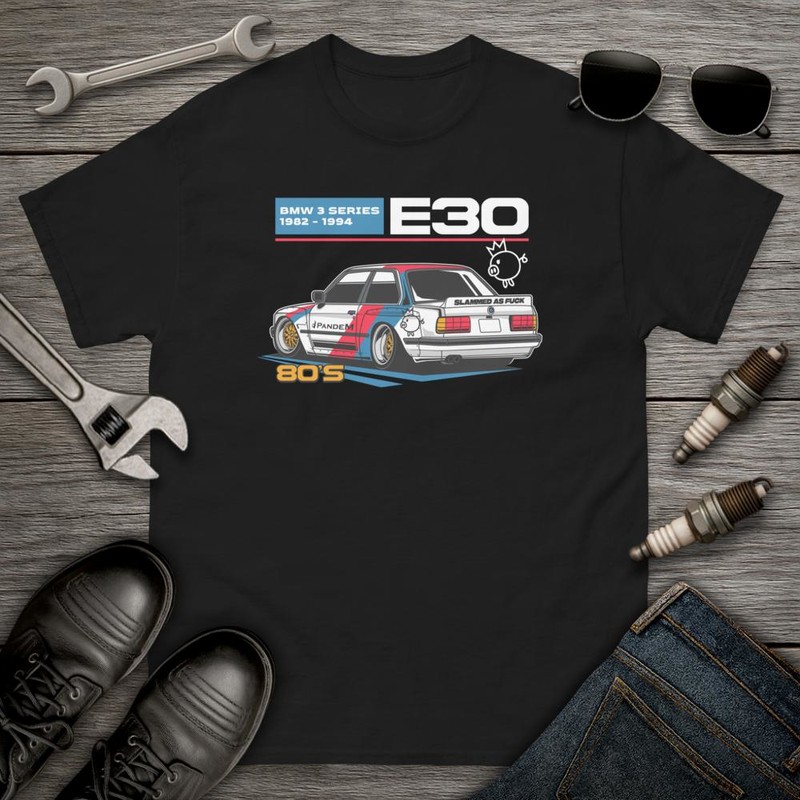 T-shirts: Tuning Drift Design BMW E30 Retro 80er