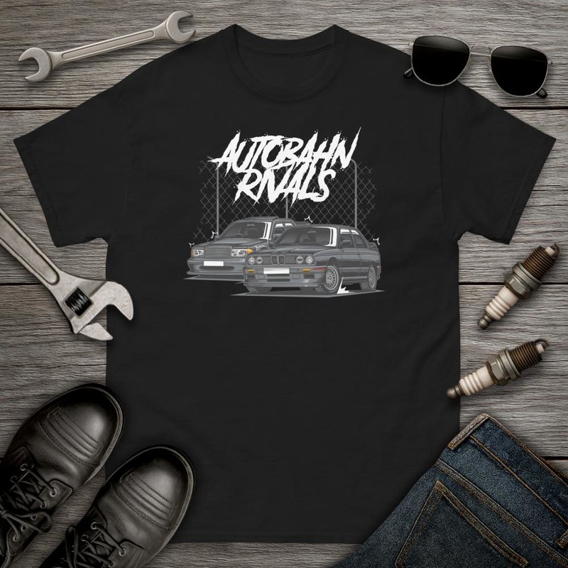 T-shirts: Autobahn Rivals BMW mit Sportwagen