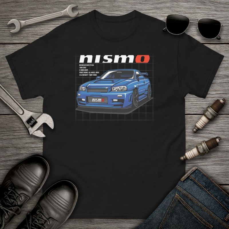 T-shirts: Nissan Skyline GT-R mit Nismo Text