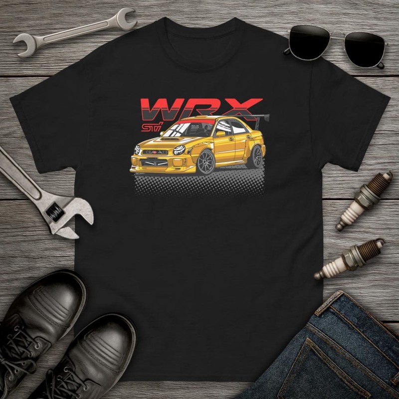 T-shirts: Gelbes Stilisiertes Auto WRX STI