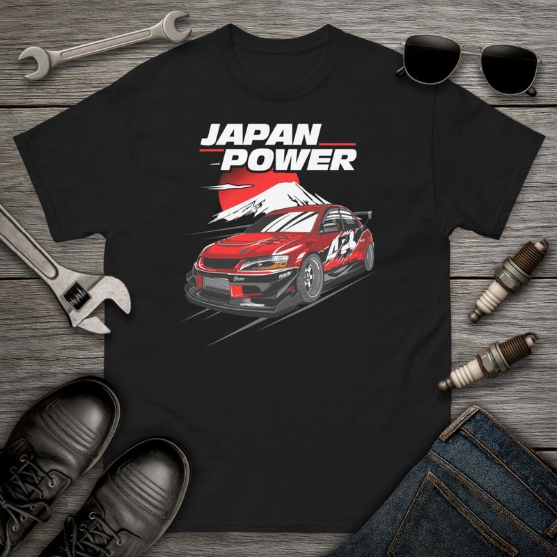T-shirts: Rotes Rennwagen Design mit Text JAPAN POWER
