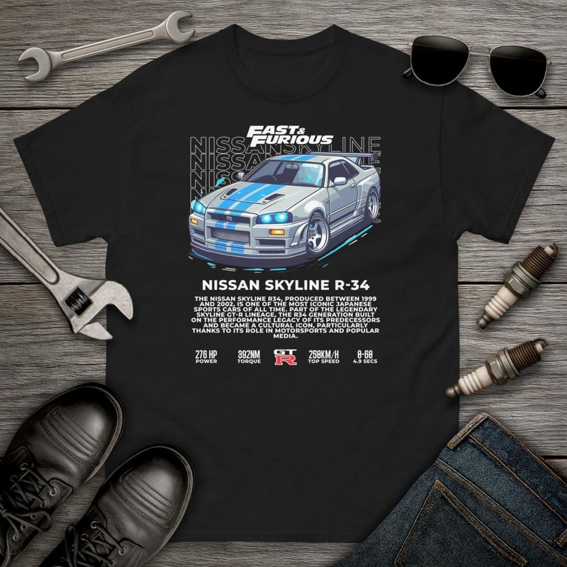 T-shirts: Nissan Skyline R-34 Fast and Furious