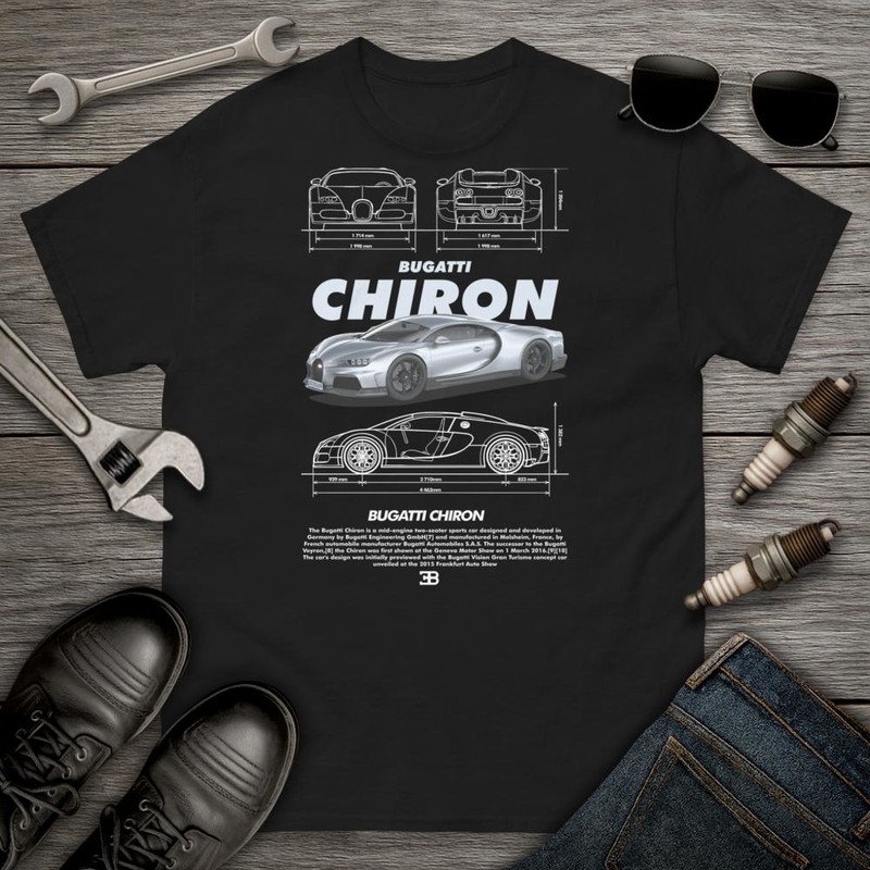 T-shirts: Technische Illustration des Bugatti Chiron mit Bes