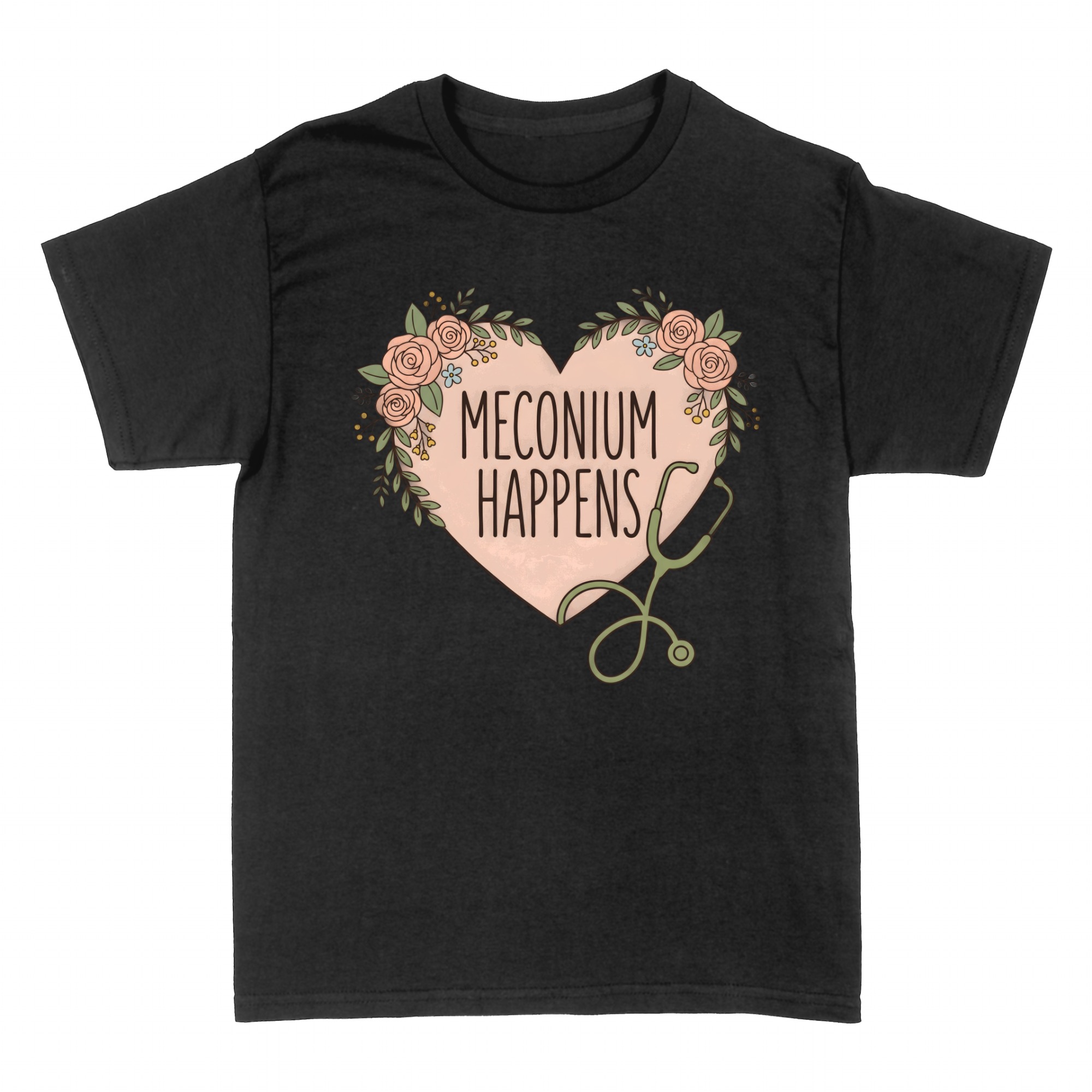 T-shirts: Hebamme Blumenherz Stethoskop Spruch