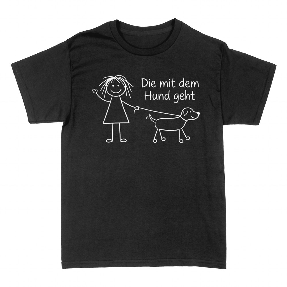 T-shirts: Die mit dem Hund geht Strichfigur