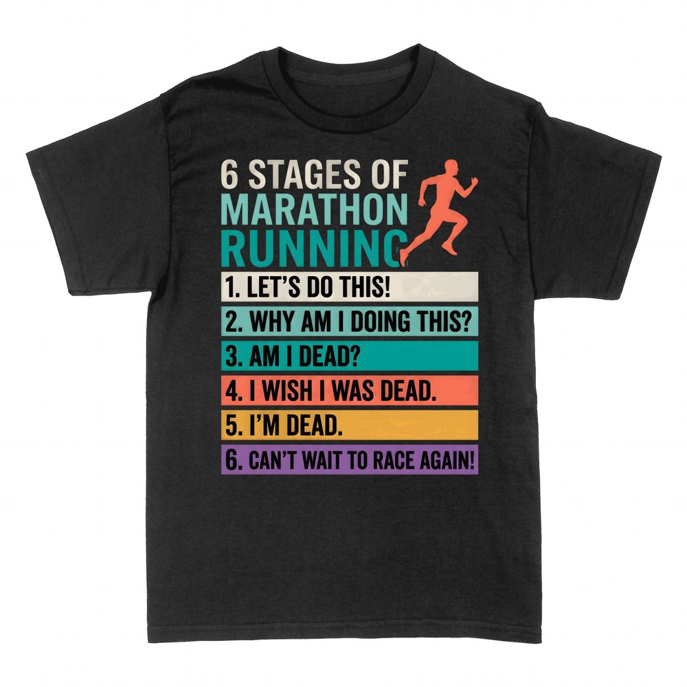 T-shirts: 6 Phasen des Marathonlaufs mit L&auml;ufer