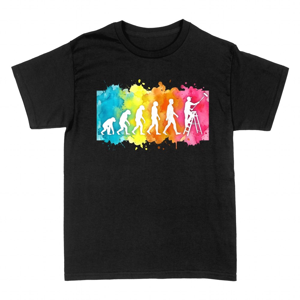 T-shirts: Maler Evolution mit Farbroller und Leiter