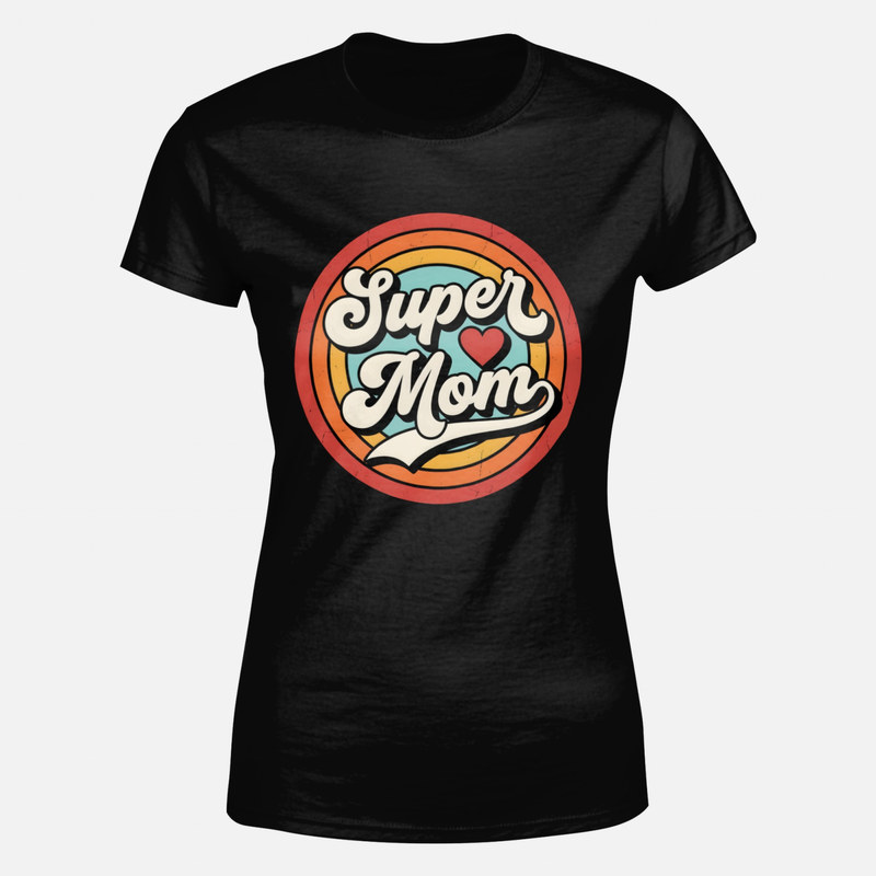 T-shirts: Super Mama Retro-Emblem mit Herz
