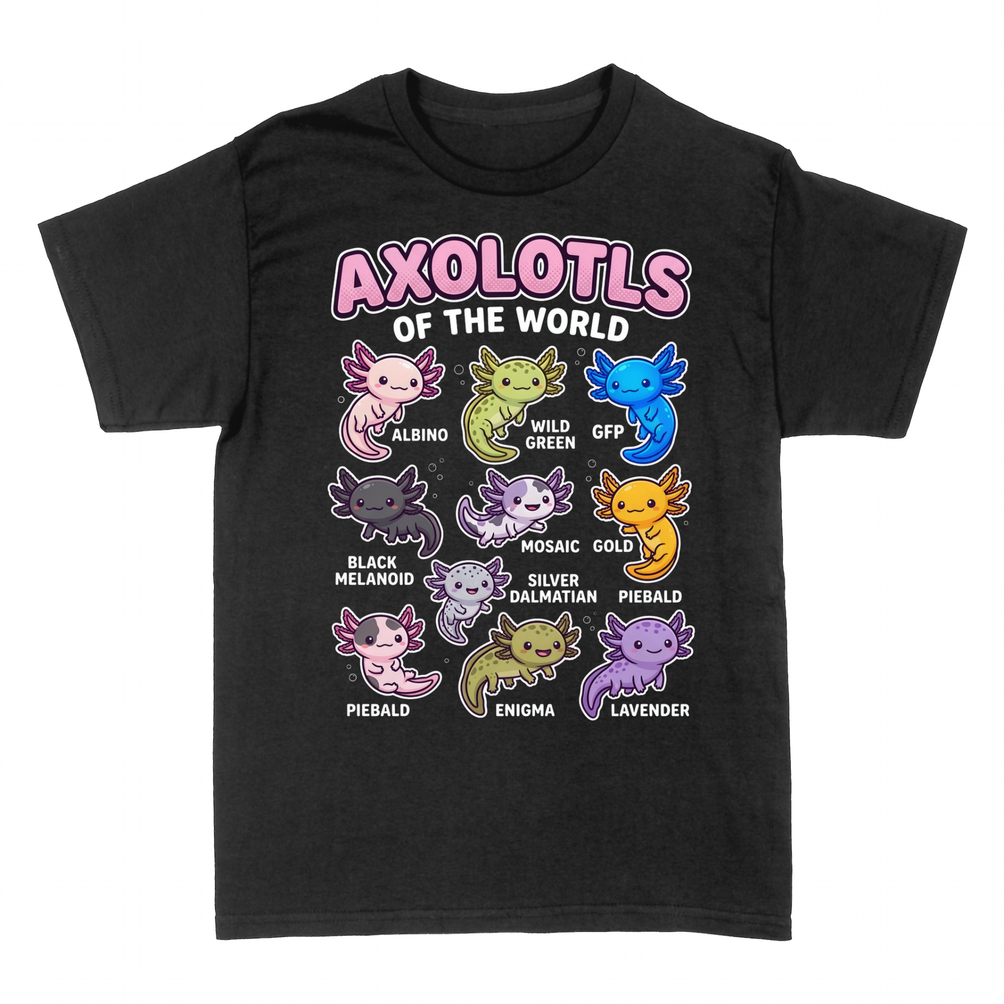 T-shirts: Cute Axolotls Of The World Kawaii Chart
