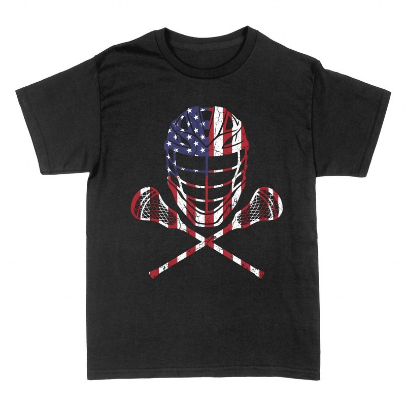 T-shirts: Lacrosse-Helm &amp; Schlager USA-Flagge