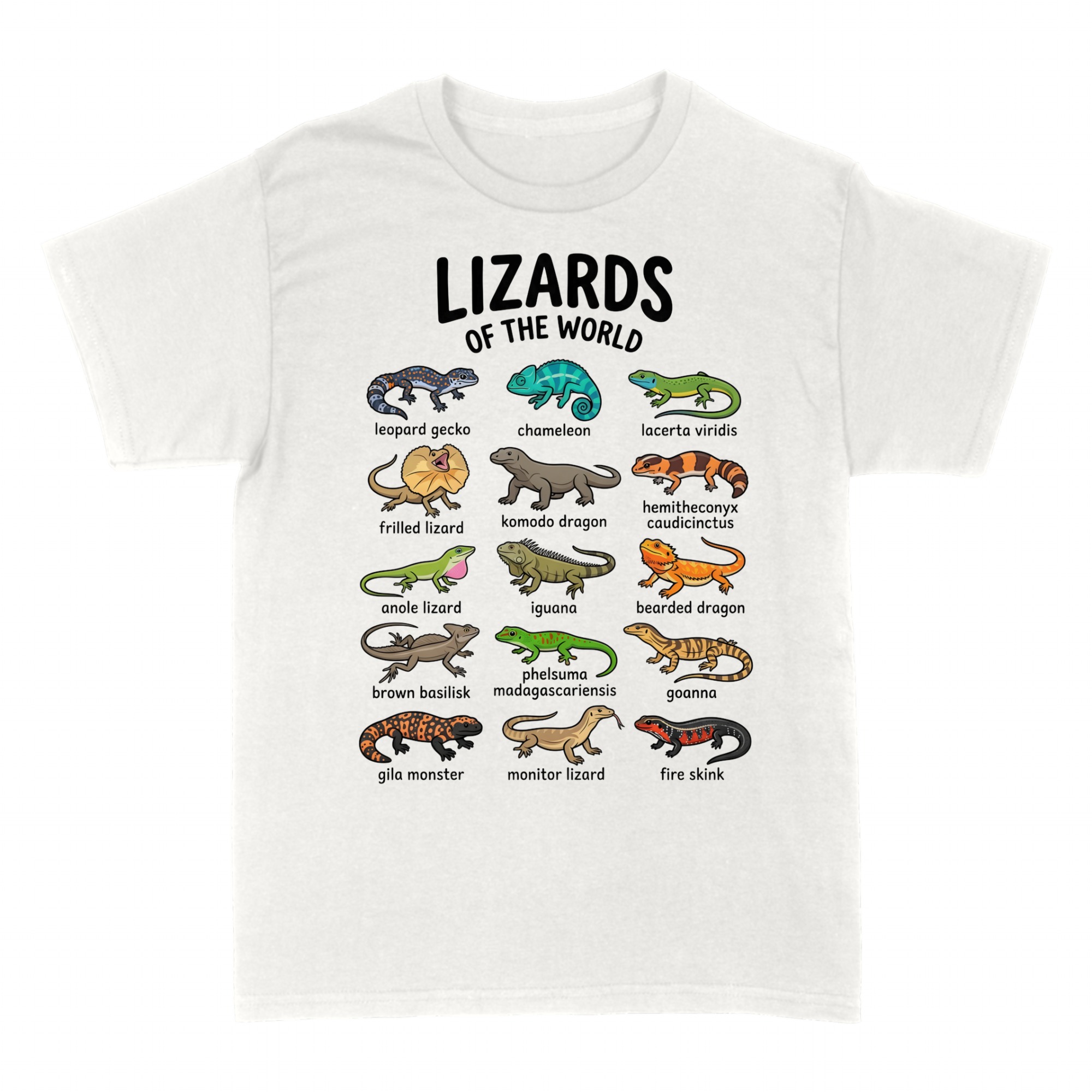 T-shirts: Lizards Of The World Reptile Lover Chart T-Shirt