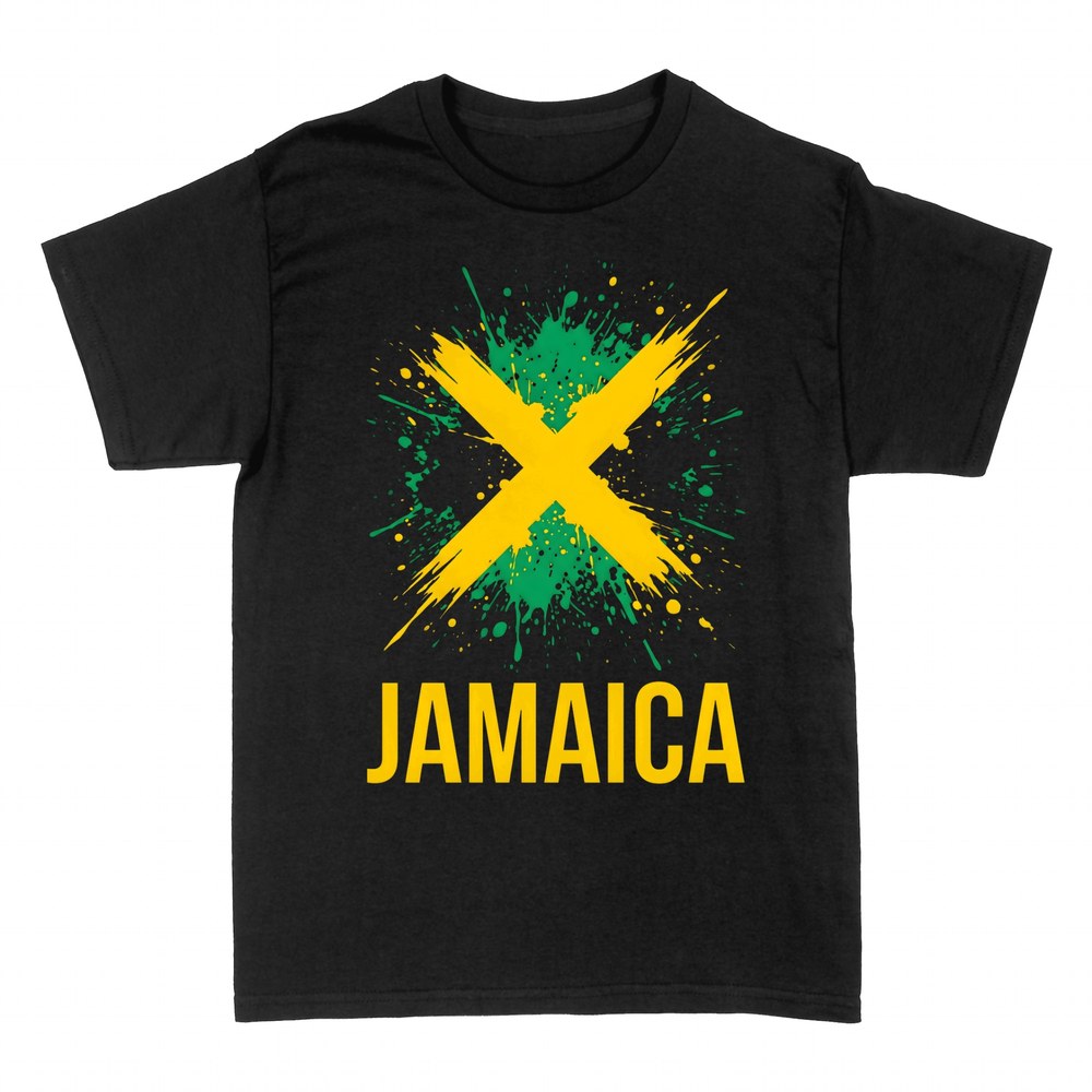 T-shirts: Jamaika Flaggenkreuz aus Farbspritzern