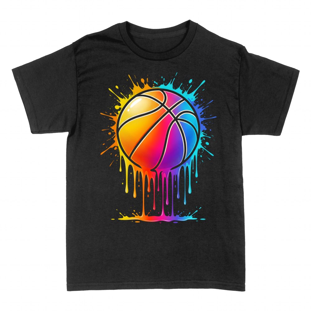 T-shirts: Bunter Basketball mit Neon-Farbspritzern