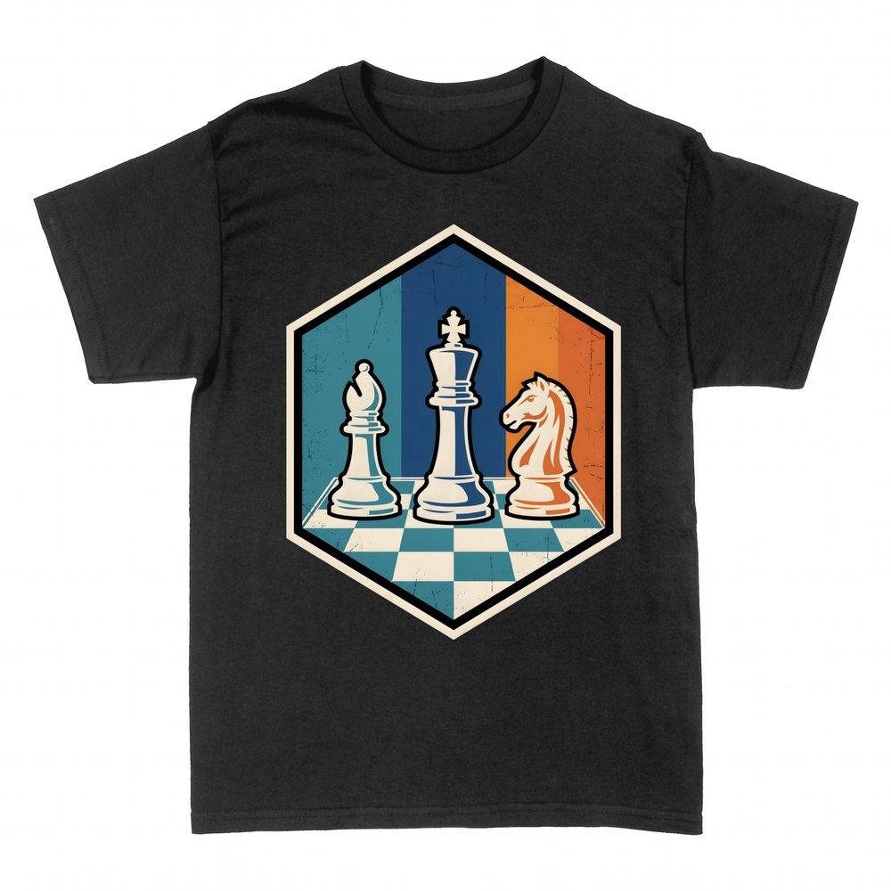 T-shirts: Retro Schachfiguren auf Schachbrett