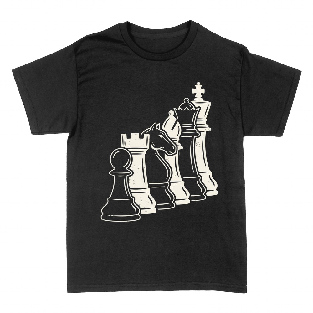 T-shirts: Aufgereihte Schachfiguren