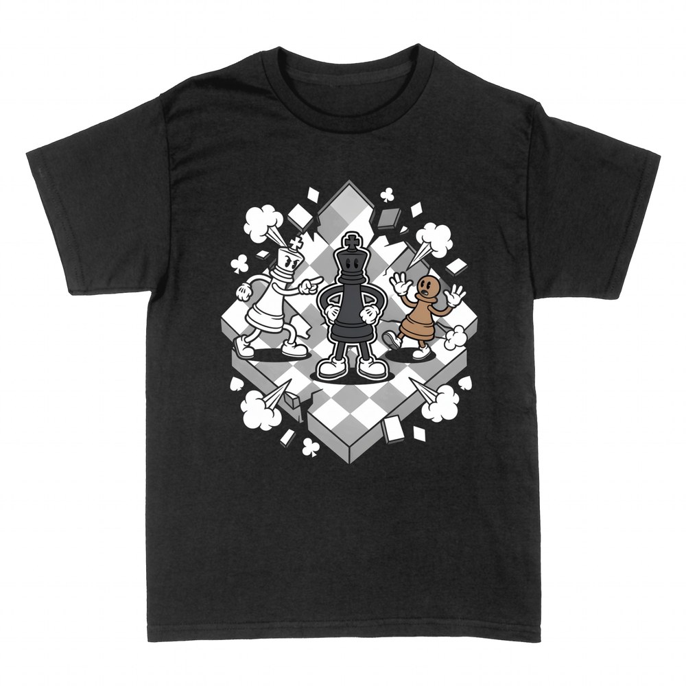 T-shirts: Schachfiguren als Cartoon-Figuren