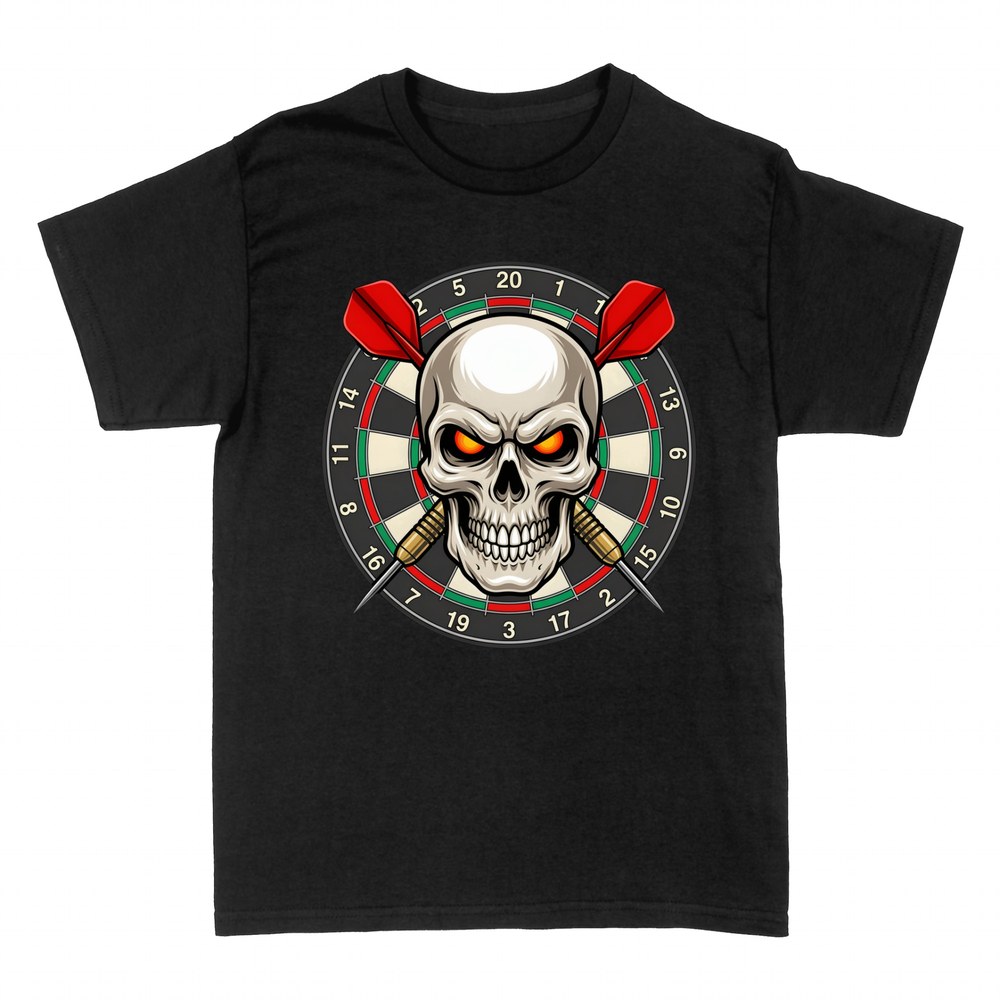 T-shirts: Totenkopf mit Darts und Dartscheibe