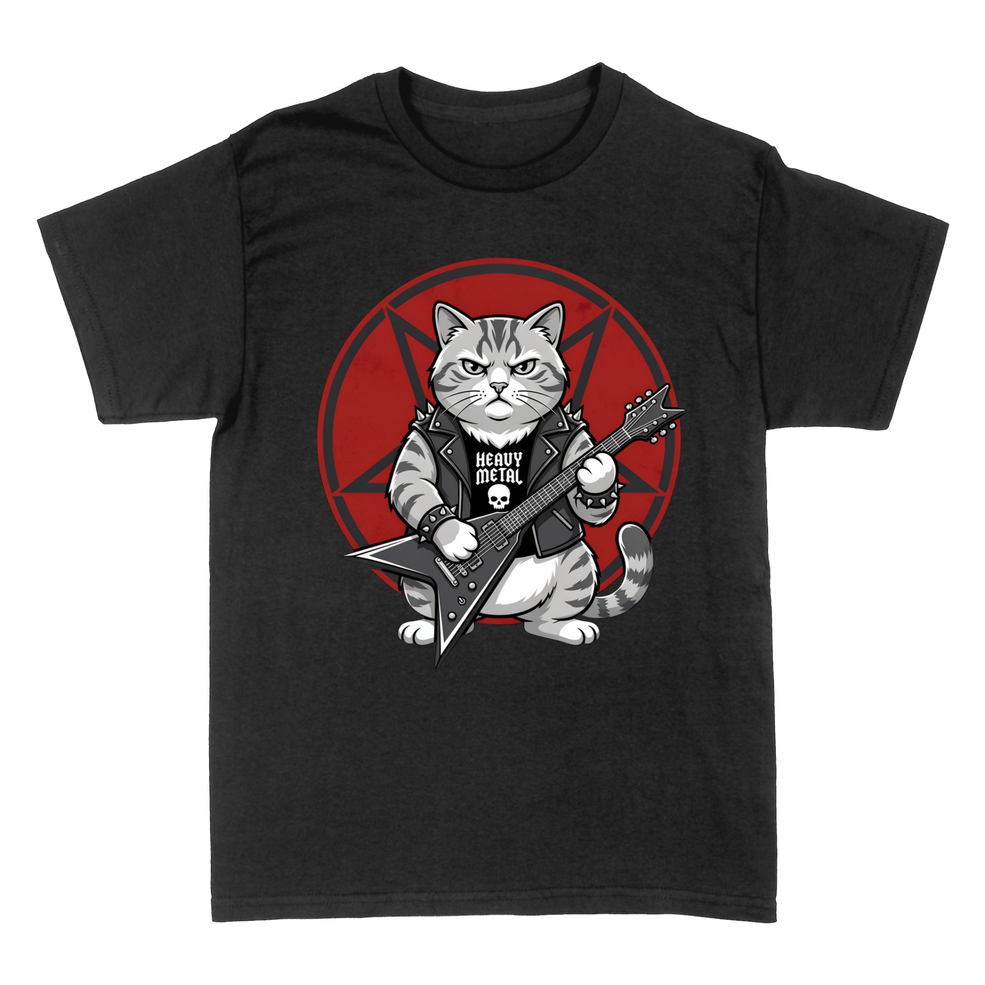 T-shirts: Heavy-Metal-Katze mit Gitarre