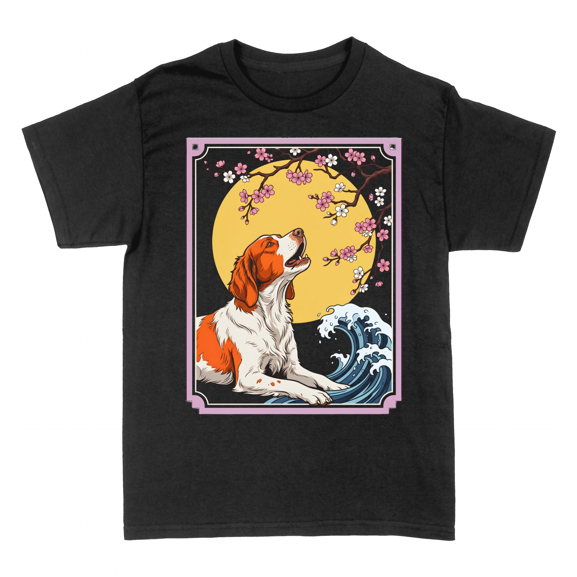 T-shirts: Hund heult Mond an japanischer Stil