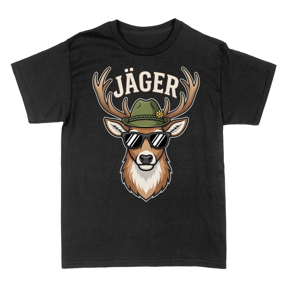 T-shirts: J&auml;ger Hirsch mit Hut und Sonnenbrille