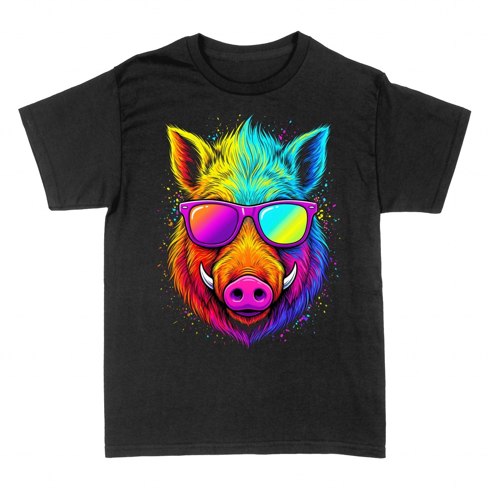 T-shirts: Pop-Art-Wildschwein mit Sonnenbrille