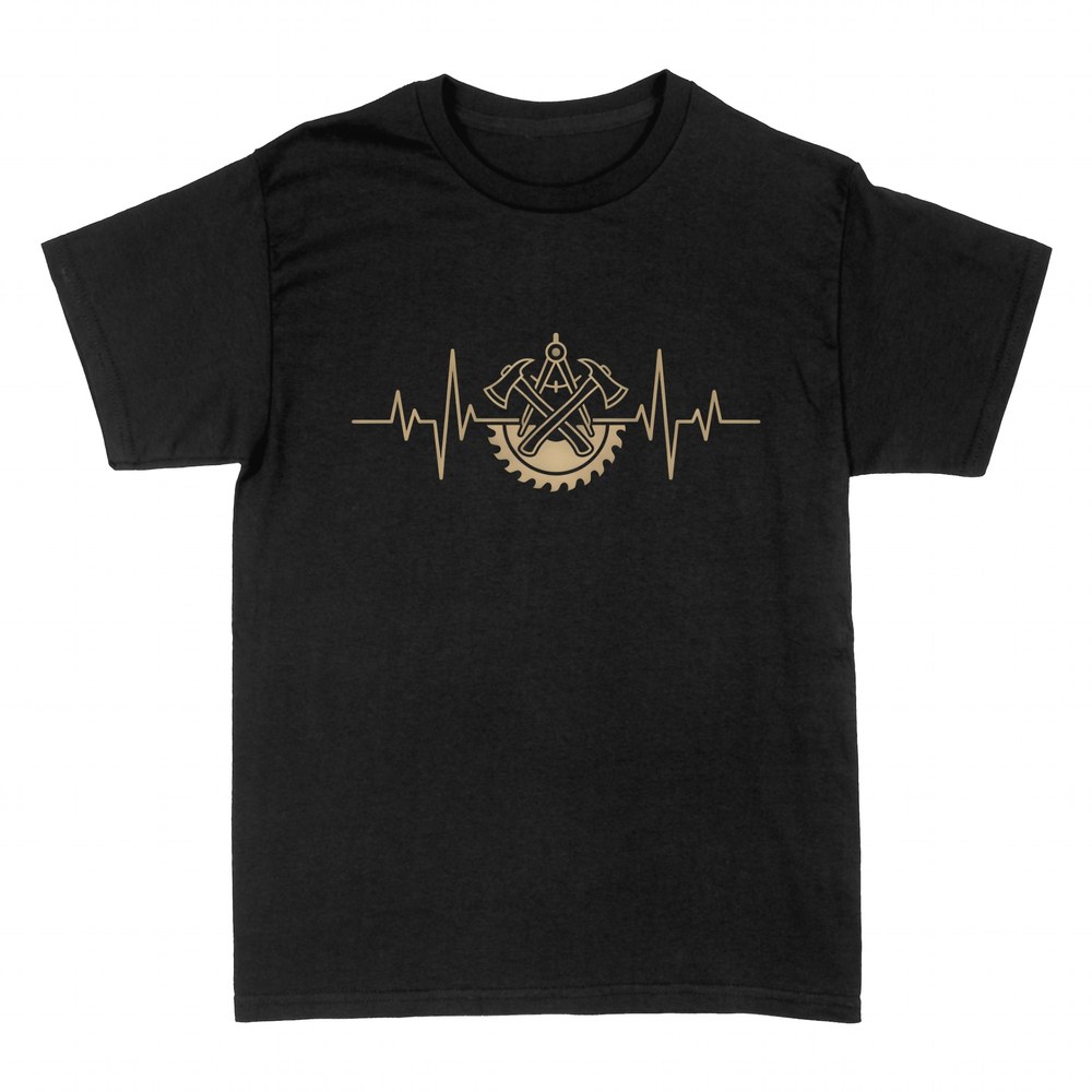 T-shirts: Herzschlag mit Dachdecker-Emblem