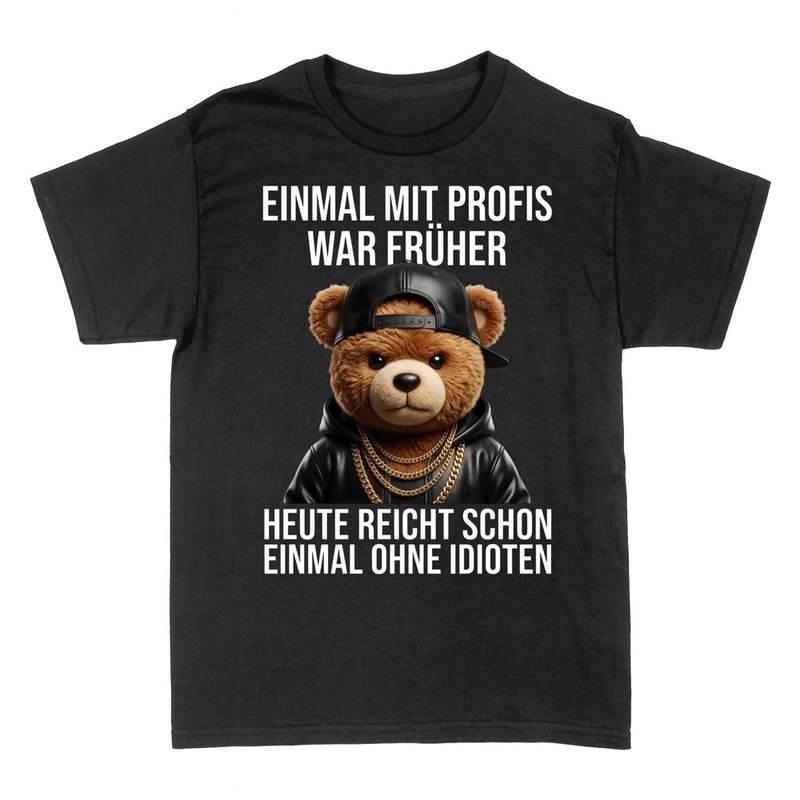 T-shirts: Gangster-Teddy mit Spruch ohne Idioten