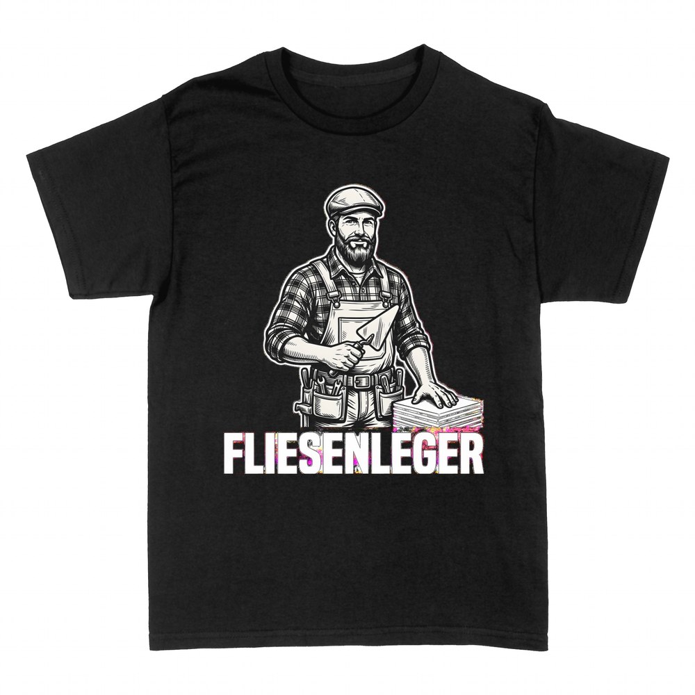 T-shirts: Fliesenleger mit Kelle und Fliesen