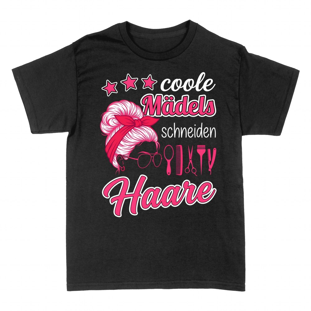 T-shirts: Coole M&auml;dels schneiden Haare Friseurin