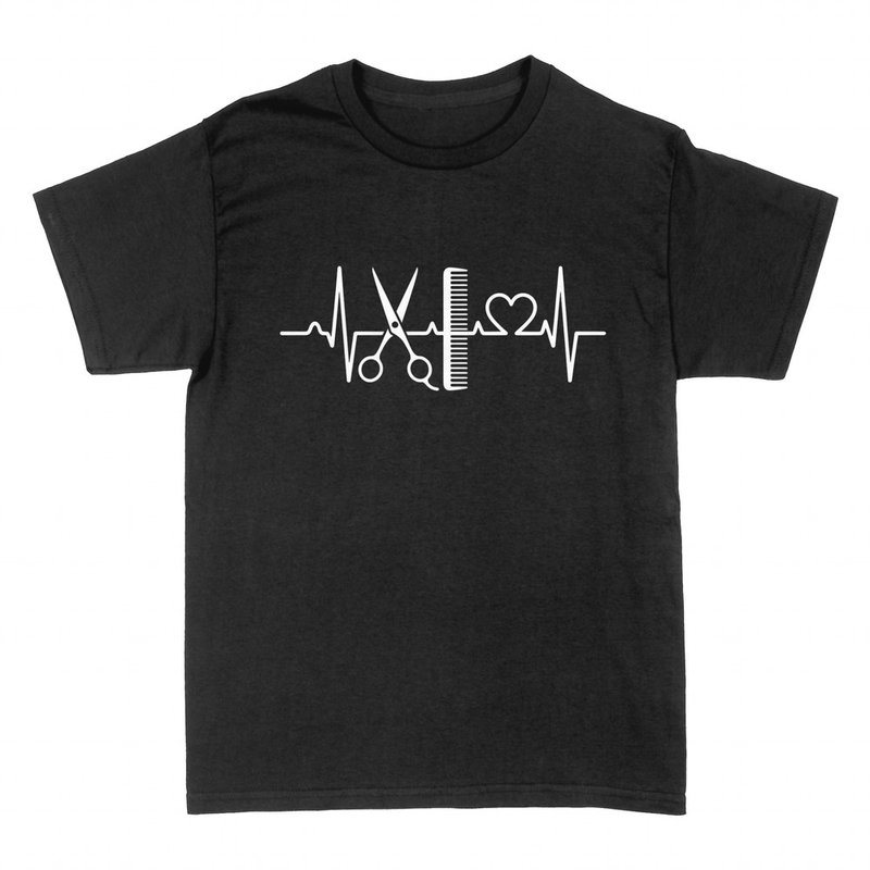 T-shirts: Herzschlag Friseur mit Schere und Kamm