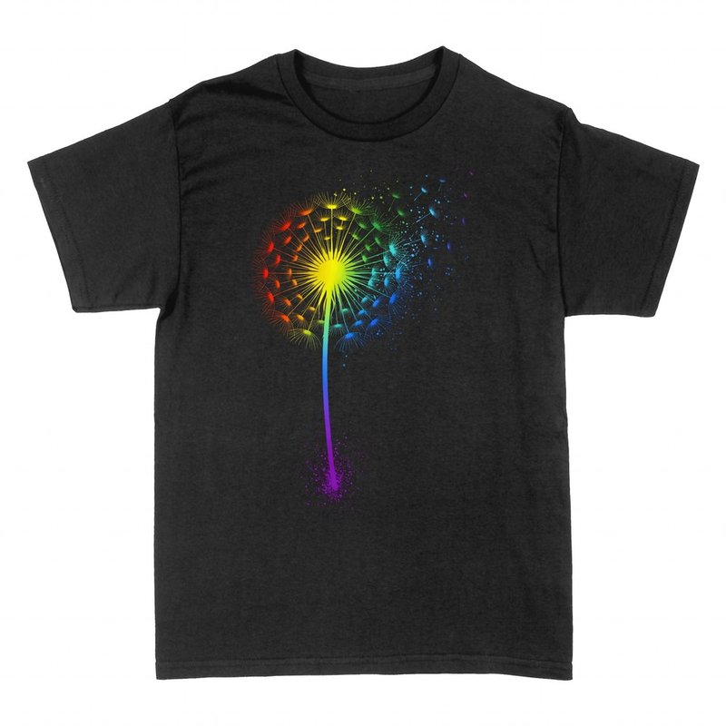 T-shirts: Regenbogen-Pusteblume im Wind