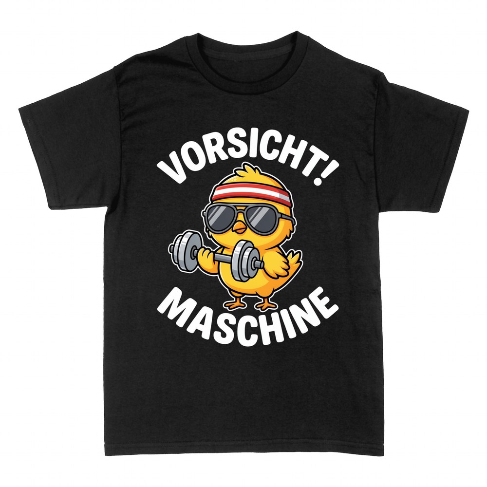 T-shirts: Vorsicht Maschine K&uuml;ken mit Hantel