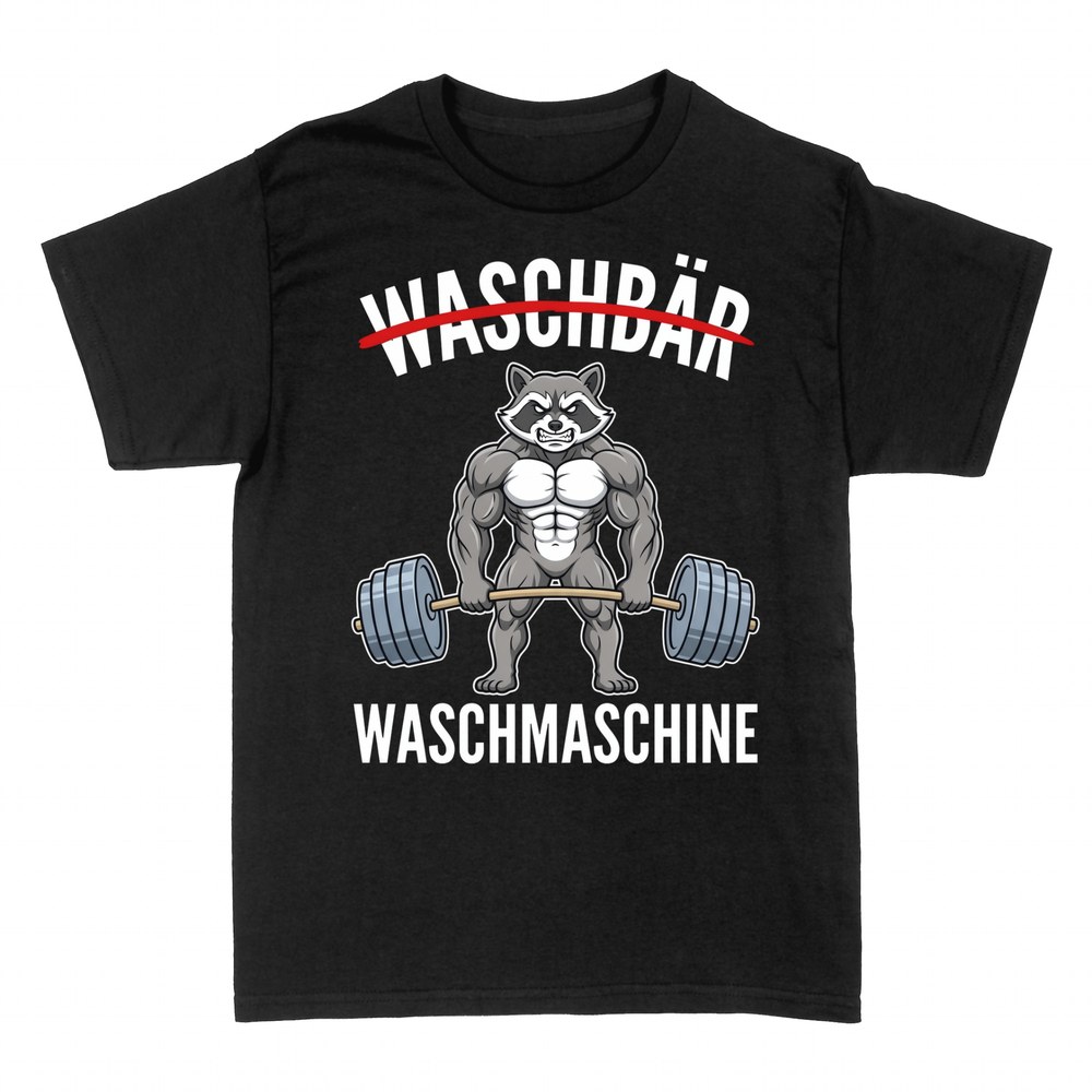T-shirts: Waschb&auml;r Waschmaschine Muskel-Wortwitz