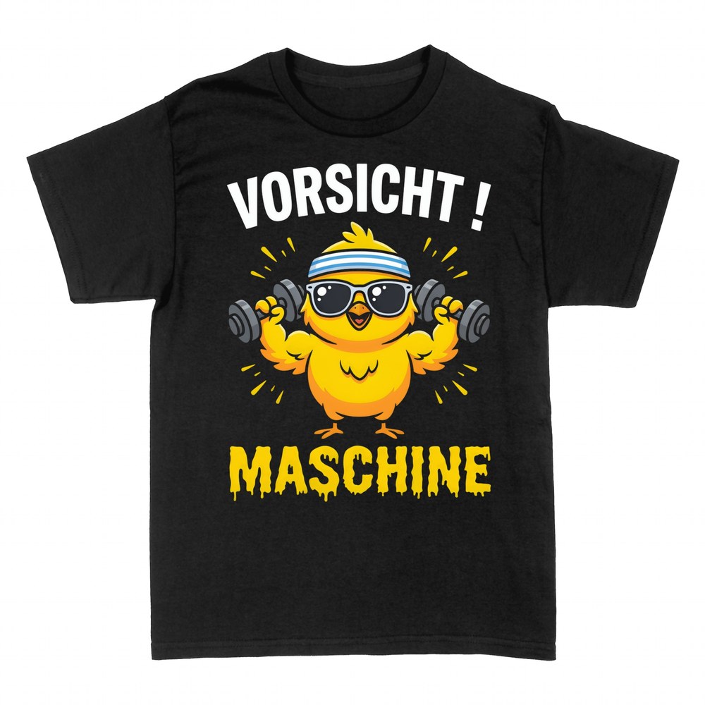 T-shirts: Vorsicht Maschine K&uuml;ken mit Hanteln