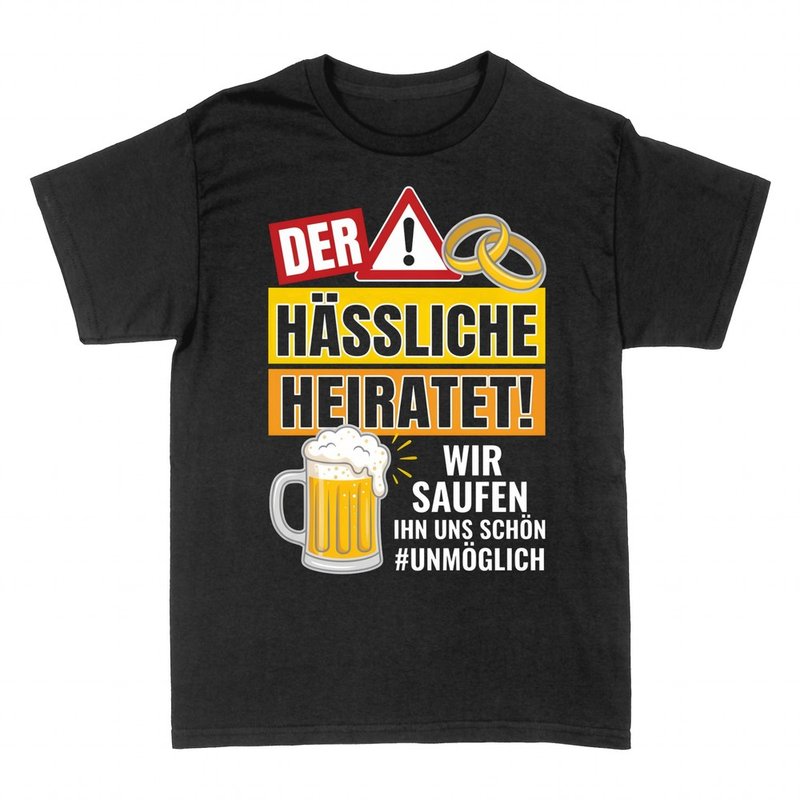 T-shirts: Der H&auml;ssliche heiratet JGA Bierkrug
