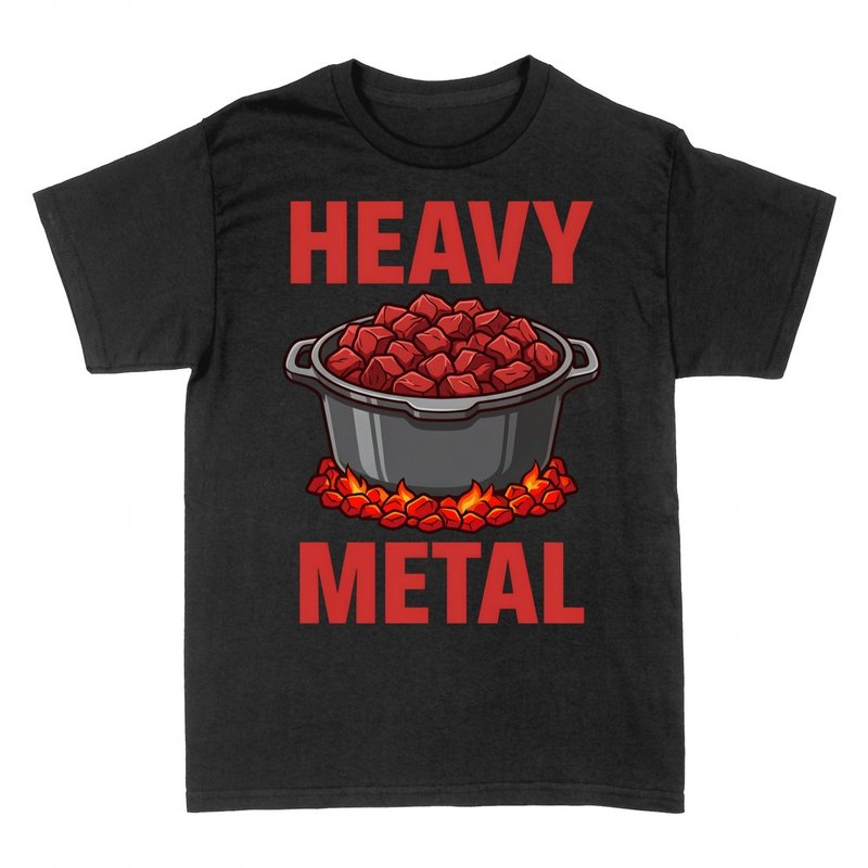 T-shirts: Heavy Metal Gusseisentopf auf Glut