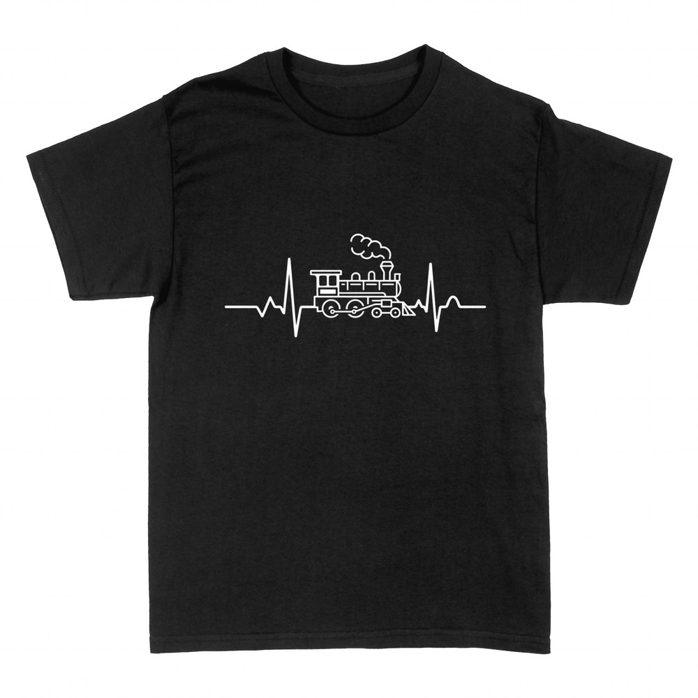 T-shirts: Dampflokomotive auf einer Herzschlaglinie