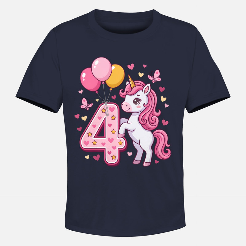 T-shirts: Einhorn zum 4. Geburtstag mit Ballons