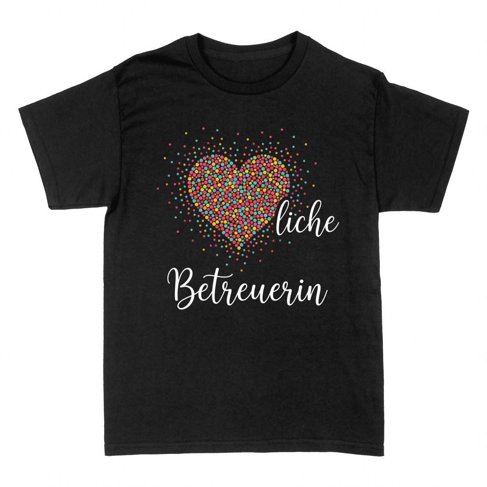 T-shirts: Herzliche Betreuerin mit buntem Herz