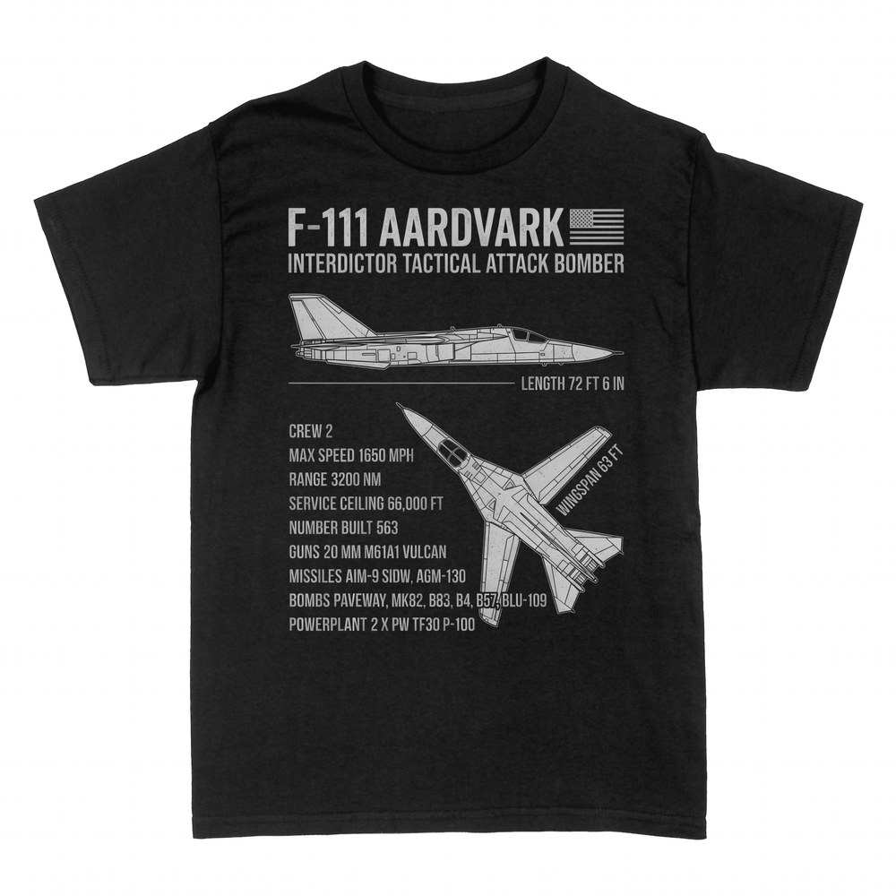 T-shirts: F-111 Aardvark Blaupause mit Datenblatt