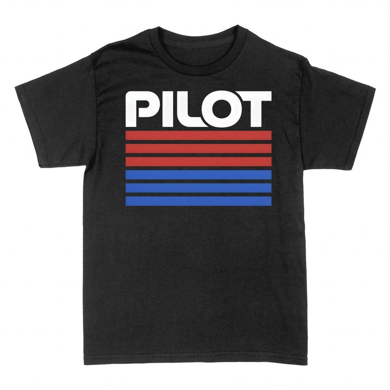 T-shirts: Retro Pilot mit roten und blauen Streifen