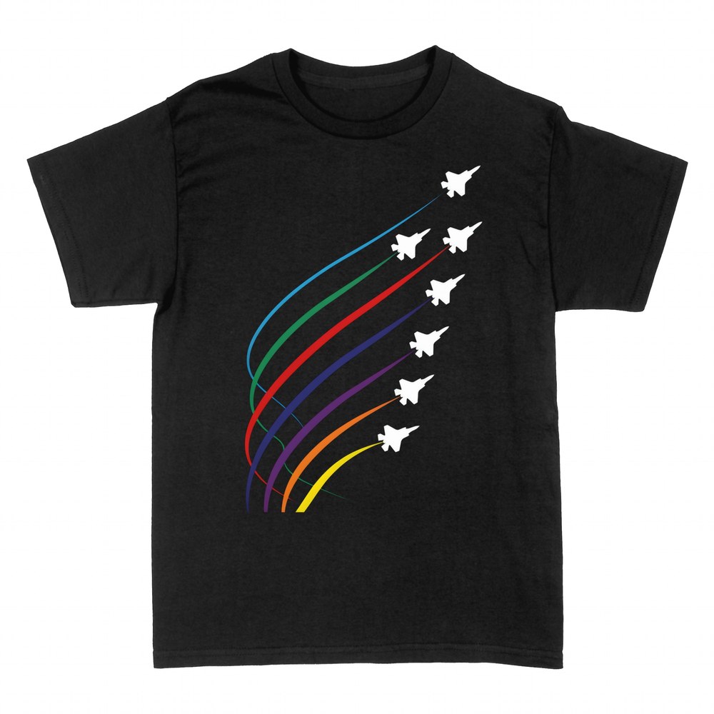 T-shirts: Kampfjets in Formation, bunte Streifen