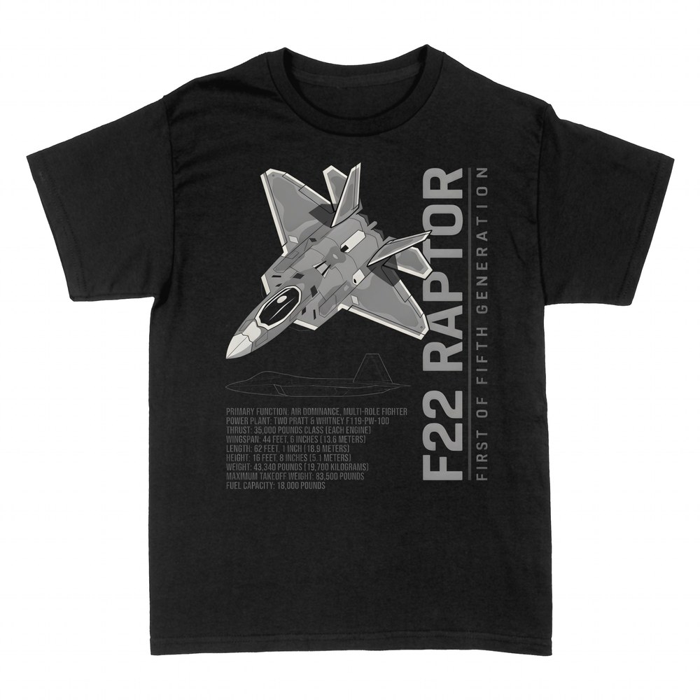 T-shirts: F-22 Raptor Kampfjet mit Datenblatt