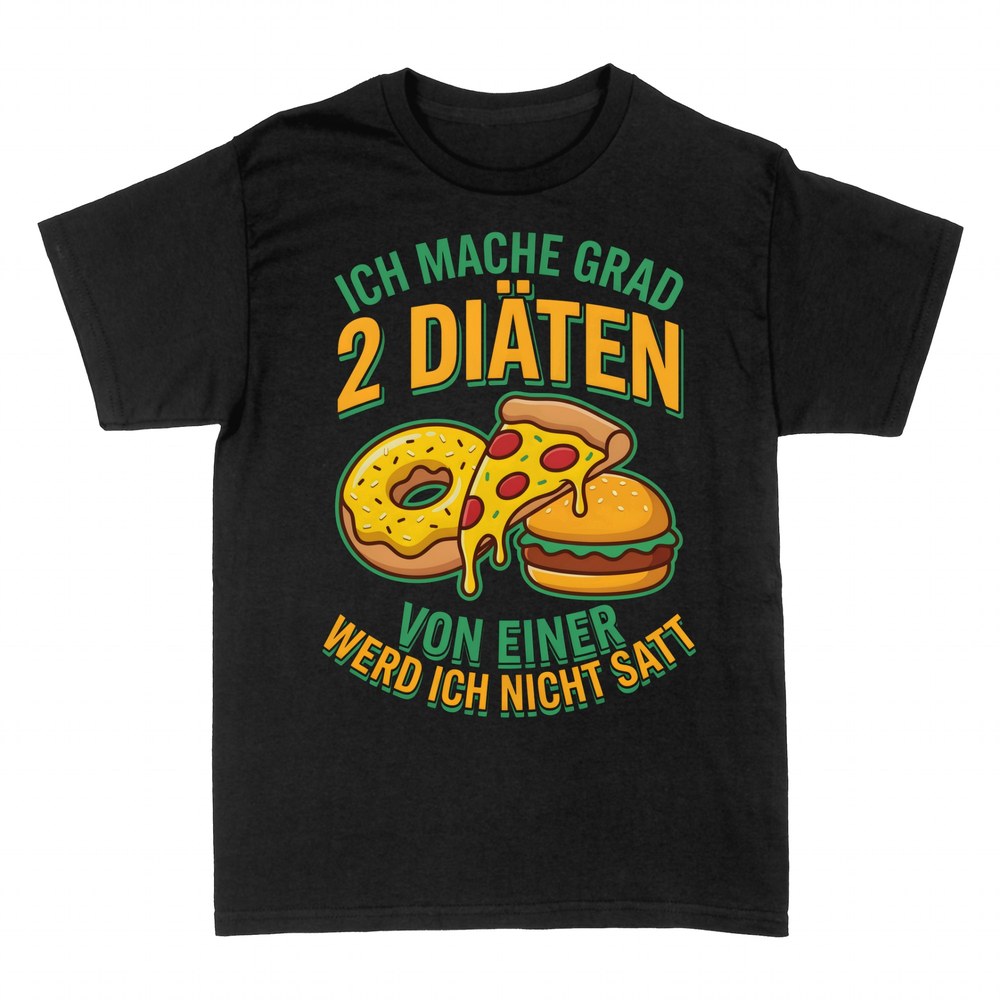 T-shirts: 2 Di&auml;ten Donut Pizza Burger Spruch