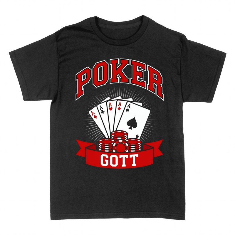 T-shirts: Poker Gott mit f&uuml;nf Assen und Chips