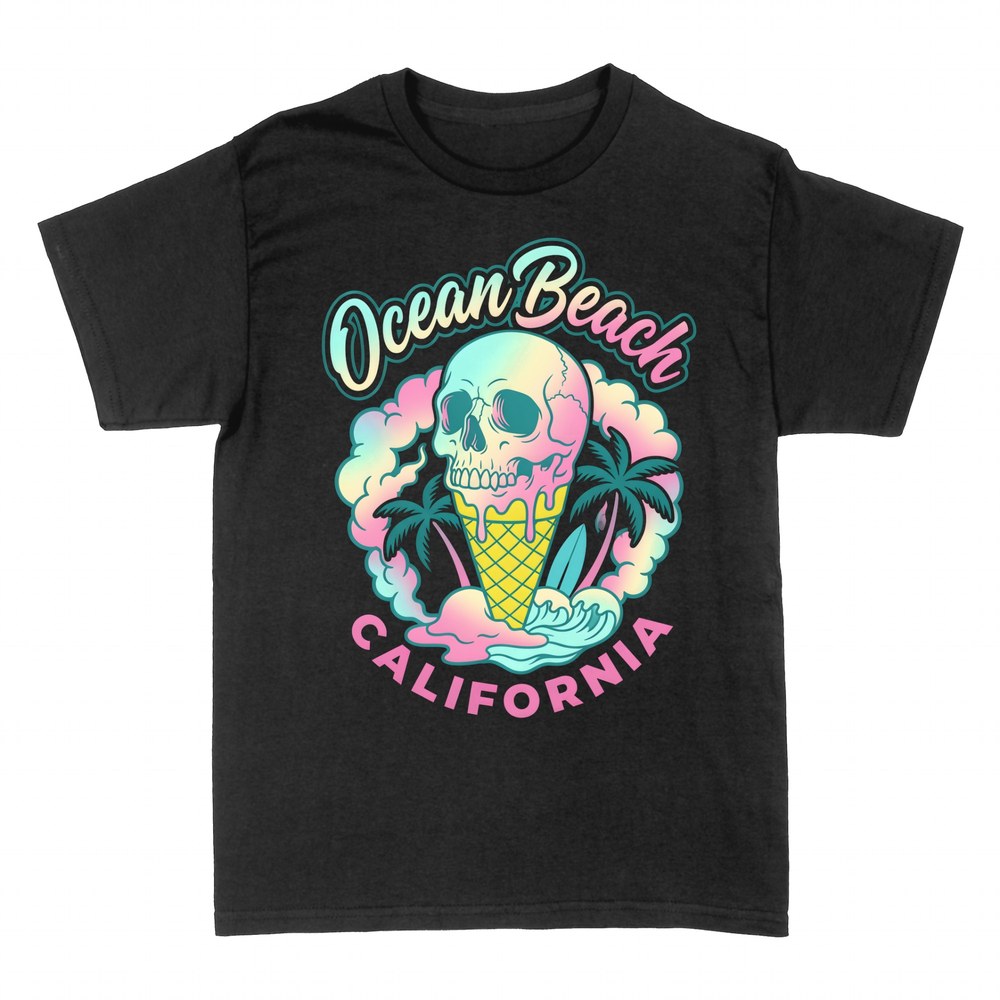 T-shirts: Totenkopf Eis Surf Ocean Beach California