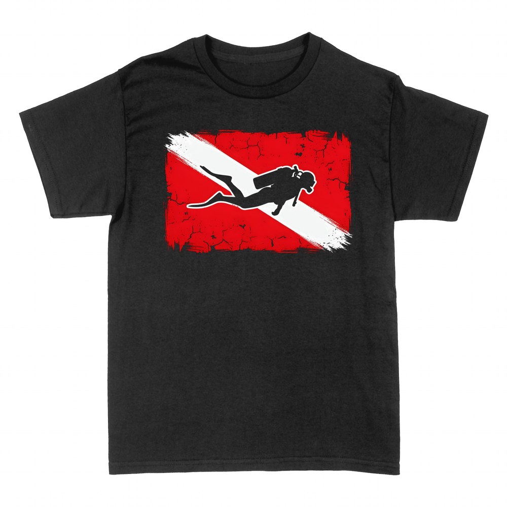 T-shirts: Taucher mit Tauchflagge Diver Down
