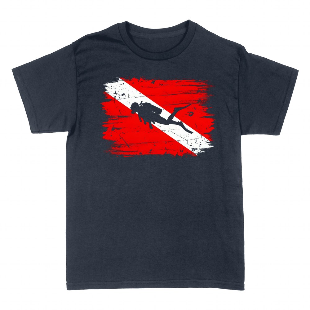 T-shirts: Taucher mit Tauchflagge im Used-Look