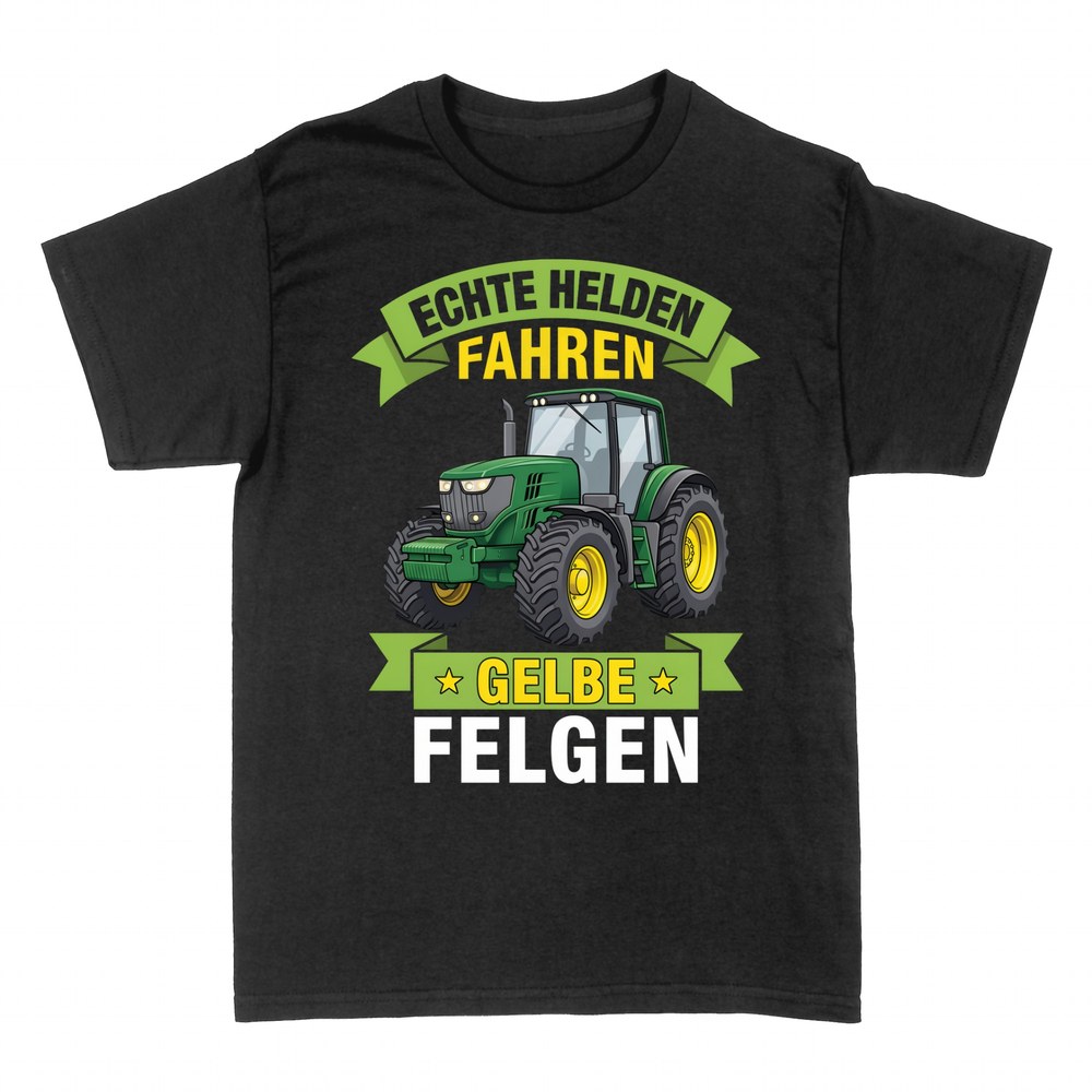 T-shirts: Echte Helden fahren gelbe Felgen Traktor